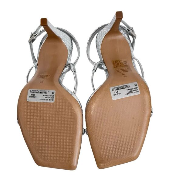 Schutz Womens Heloise Silver Metallic High Heel Square Toe Sandal Size 8 - Picture 8 of 13